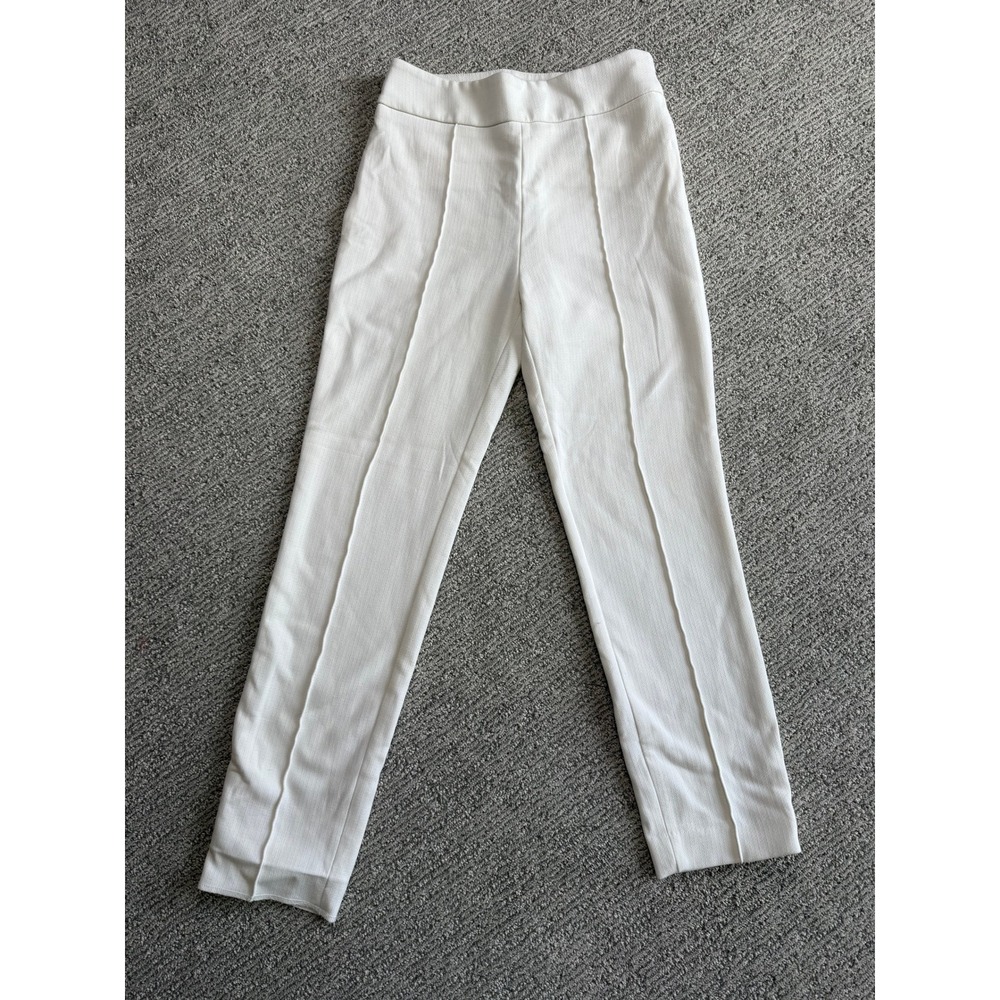 HM White Pintuck Pleat Slim Leg Dress Pants High Waist Size 2 07813810
